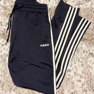 Womens Adidas navy blue white stripe track gym workout pants